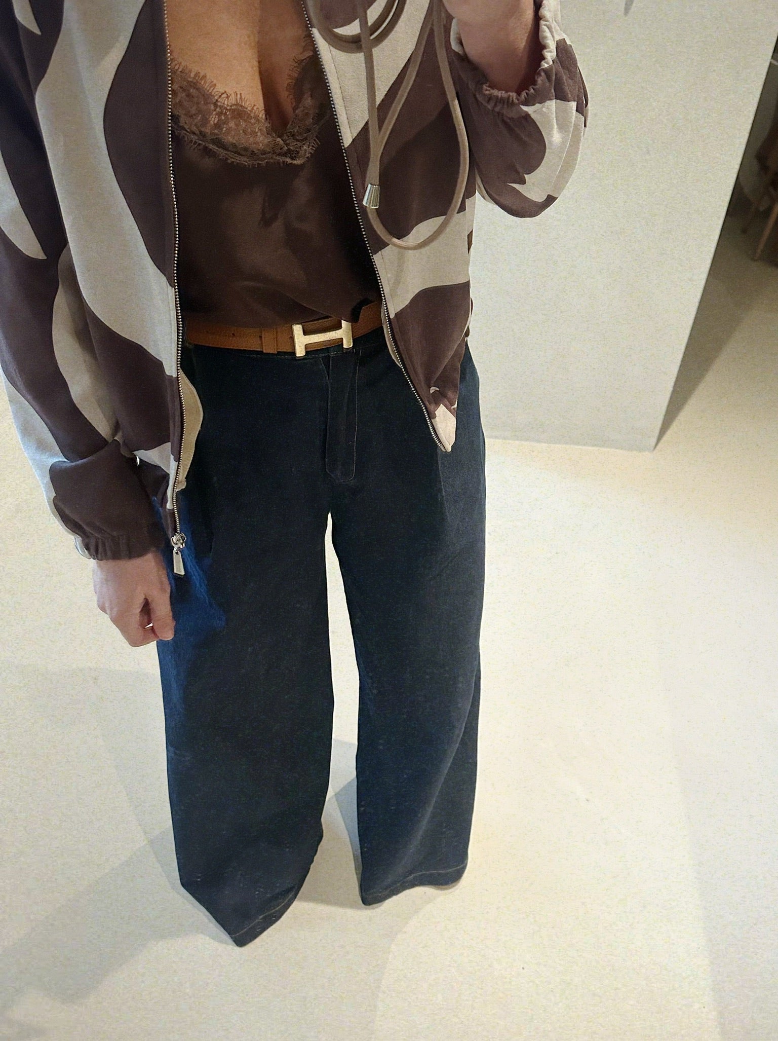 Sammy suede jacket – Brown beige print