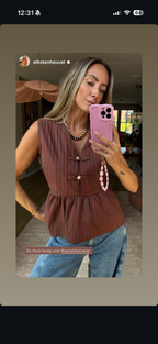 Gwenny striped top bruin/rood – Gestreepte dames top