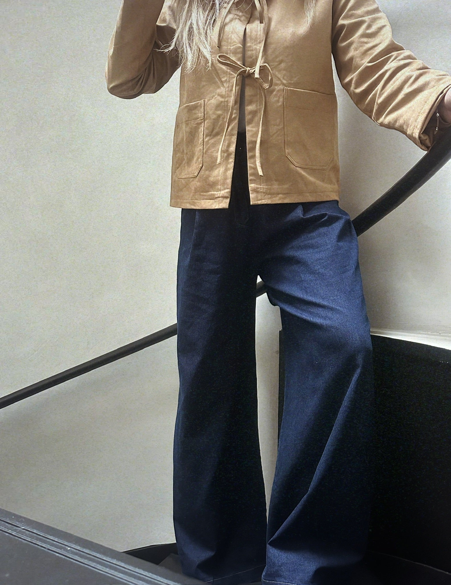 Suzy suede jacket – Camel onesize strikjack