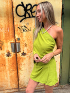 Ozzy off shoulder top matcha – Soepel vallende dames top
