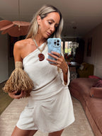 Ozzy off shoulder top beige – Soepel vallende dames top