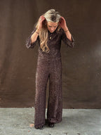 Glittery glitter top bruin – Pailletten feesttop dames