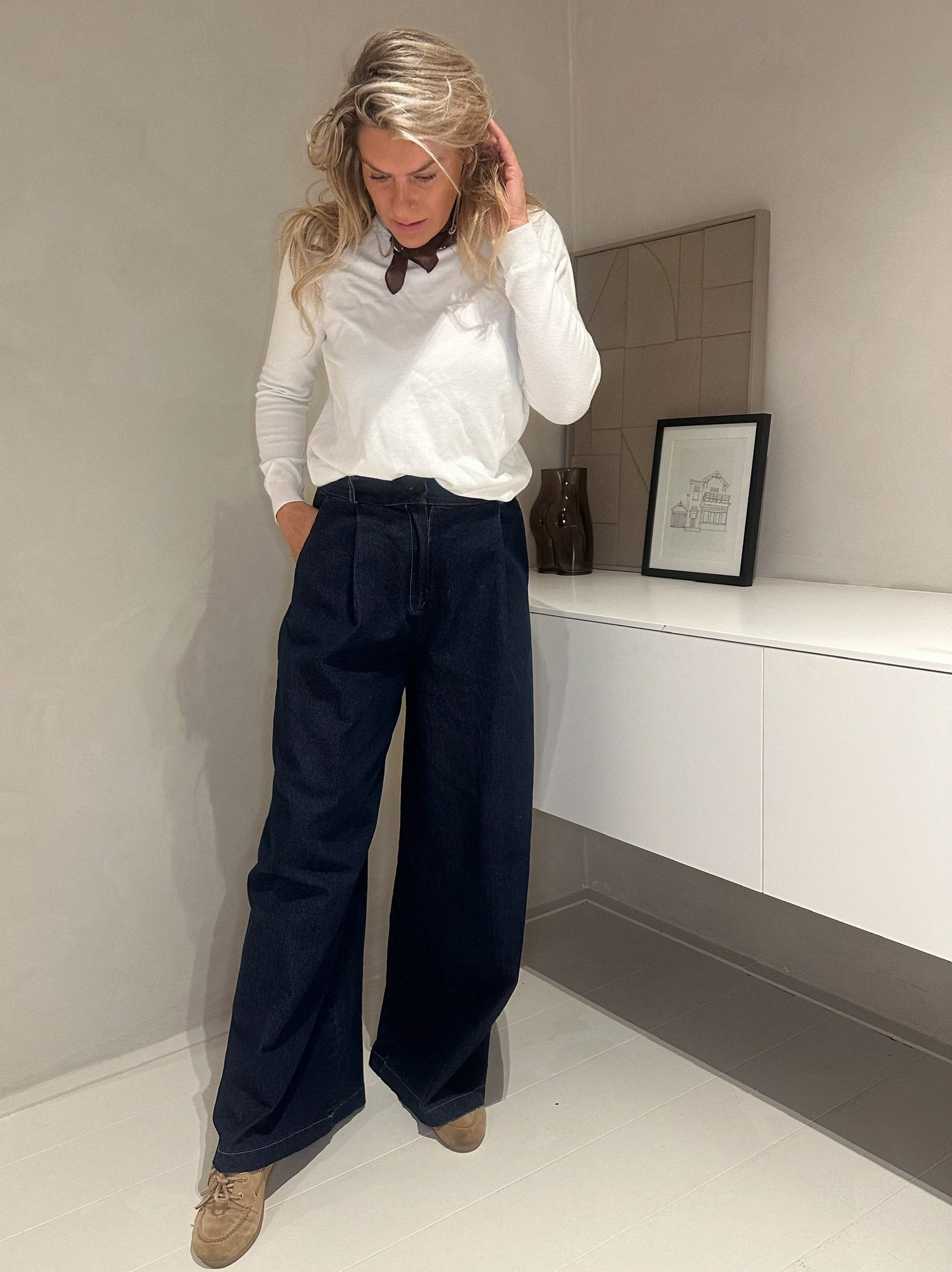 Nina Wide Leg Jeans Medium Blue
