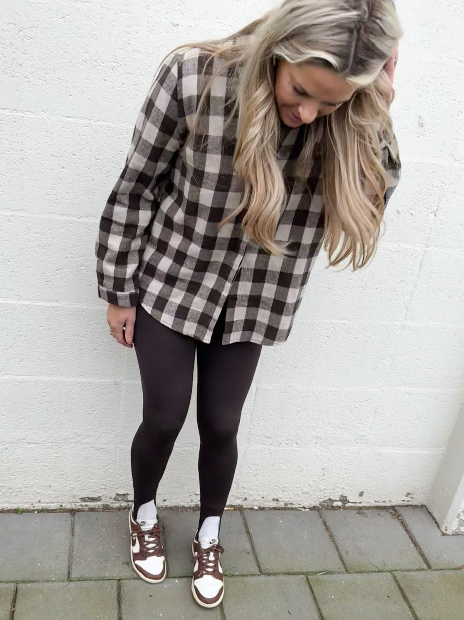 Checked blouse donkerbruin/beige – Zachte ruiten blouse | Onesize XS–L