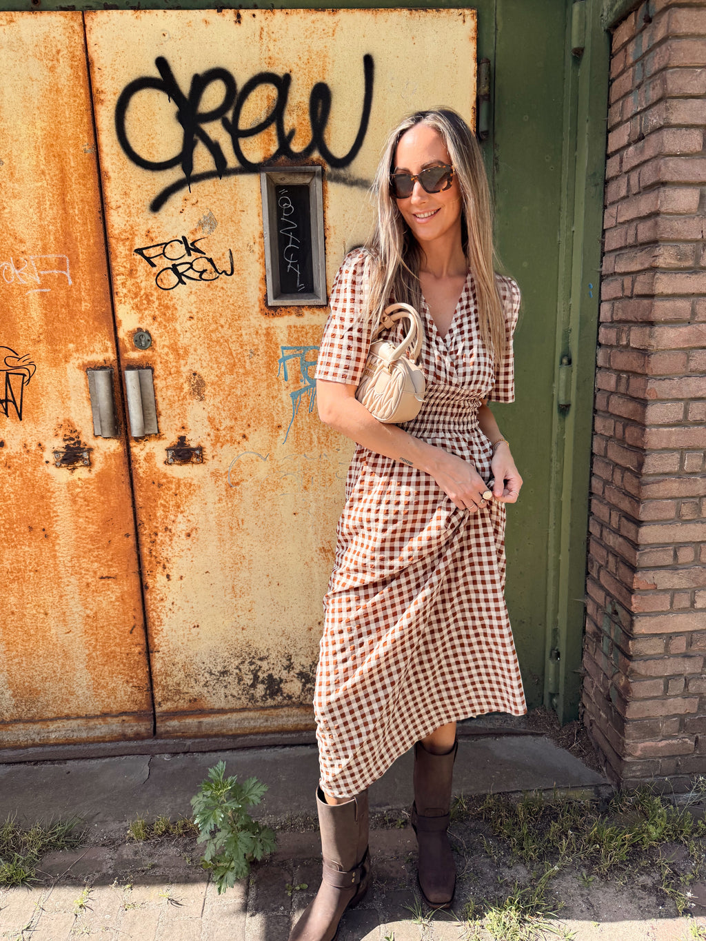 Daisy Dress Checked – Bruin Geruit