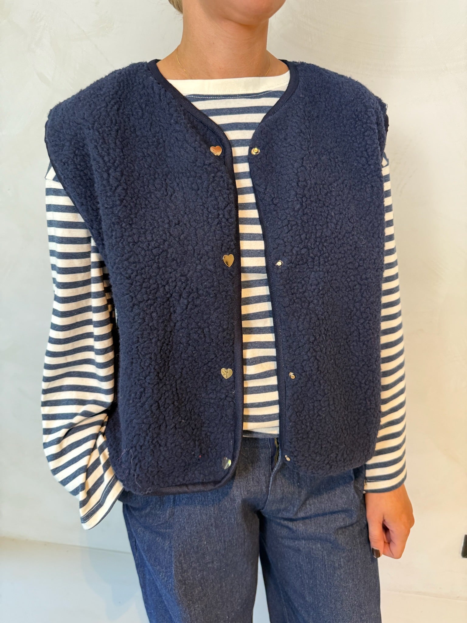 Anna striped longsleeve – Blauw wit streep – Oversized soft top