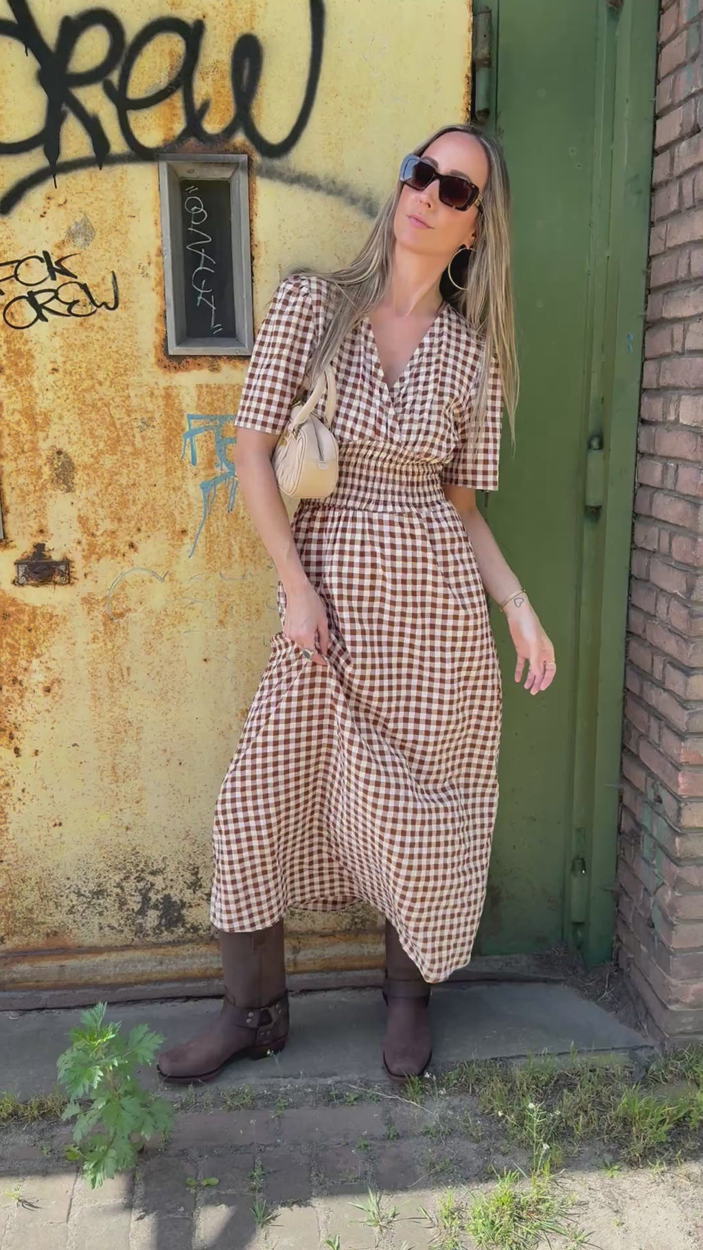 Daisy Dress Checked – Bruin Geruit